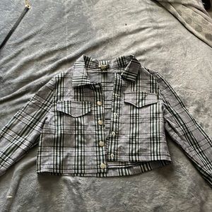 Medium plaid jacket (green brown black and white)